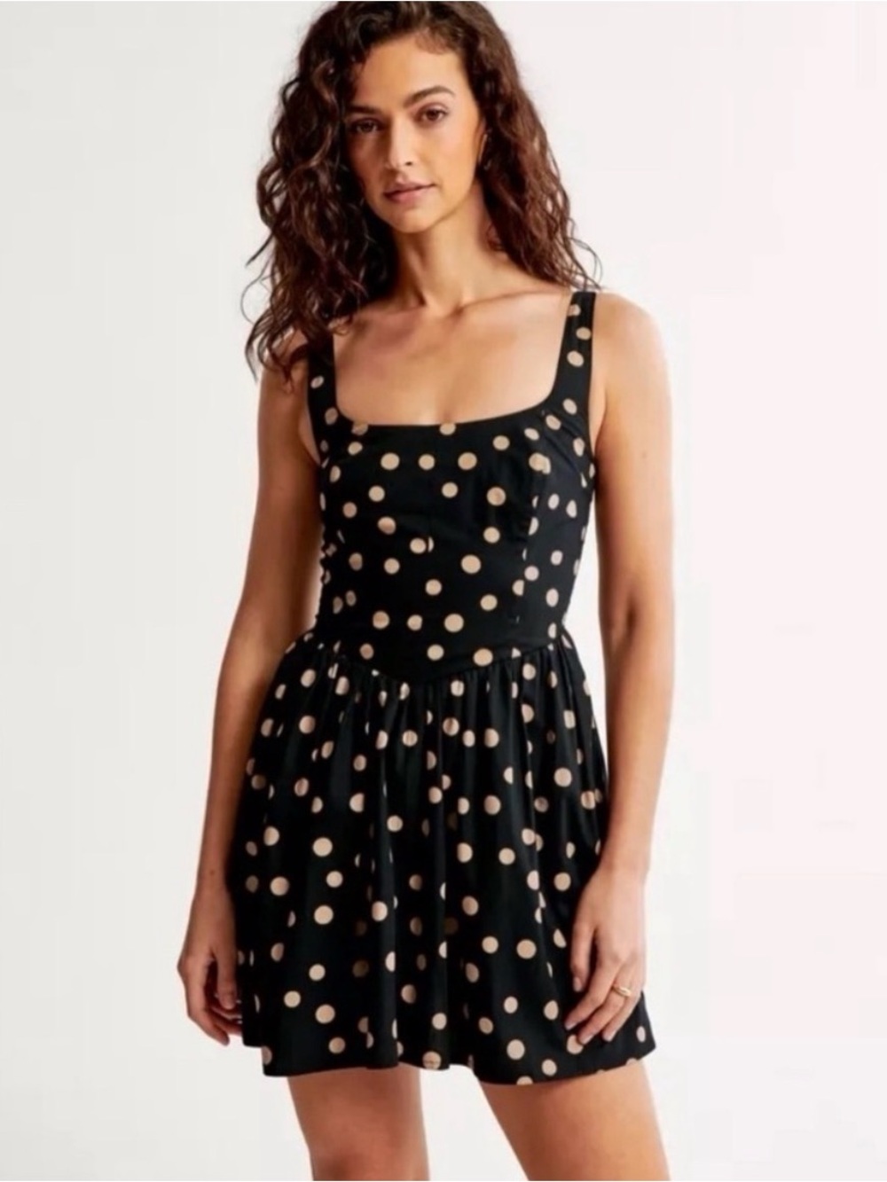 Abercrombie & Fitch Black Mini Dress with Cream Polka Dots
